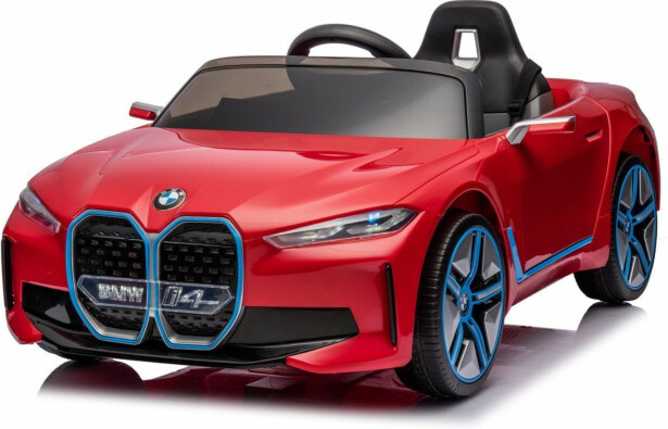 Lasten sähköauto Nordic Play Speed BMW I4 4X12V, EVA -renkaat, keinonahkaistuin, punainen