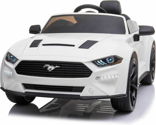 Lasten sähköauto Nordic Play Speed Ford Mustang 2X12V akut (24V), EVA-renkaat, keinonahkaistuin, valkoinen
