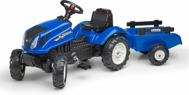 Leikkitraktori peräkärryllä Falk New Holland, sininen