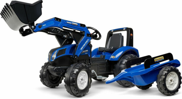 Leikkikauhakuormaaja peräkärryllä Falk New Holland, sininen