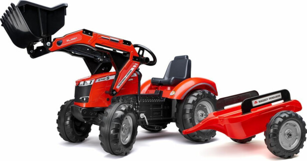 Leikkikaivinkone peräkärryllä Falk Massey Ferguson, punainen
