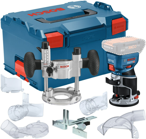 Akkuyläjyrsin Bosch Professional GKF 18V-8 Solo, 18V, ilman akkua + TE 600, L-Boxx