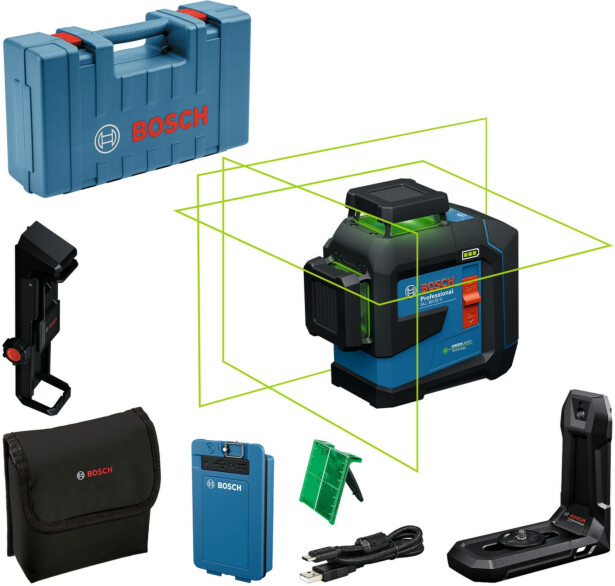 Linjalaser Bosch Professional GLL 80-33 G, 3.0Ah akulla + DK 20, laukku