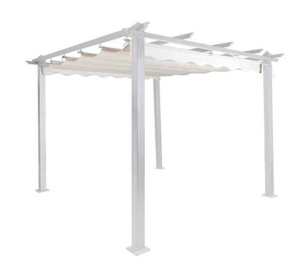 Pergola Landskap Skugga, valkoinen kehys, 3x3m, valkoinen kangas