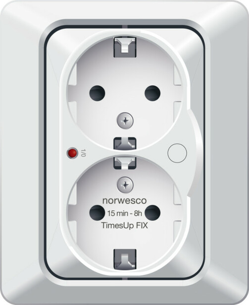 Pistorasia Norwesco TimesUP, ajastimella, 2-osainen, 16A, IP20, uppo-asennus, valkoinen