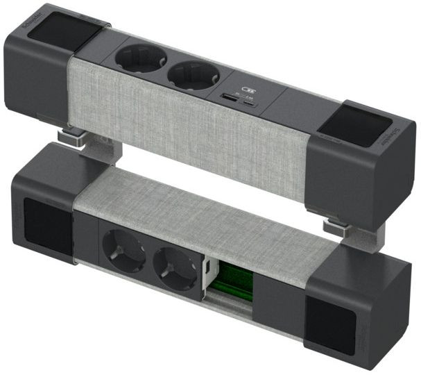 Pistorasiayksikkö Schneider Electric Unica System+ pöytäyksikkö 2 x Schuko + USB A ja C + RJ harmaa