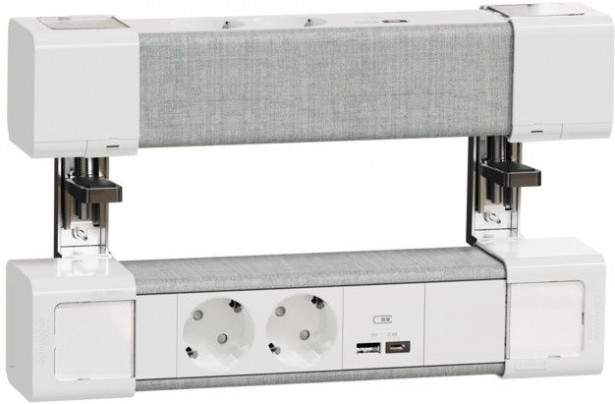Pistorasiayksikkö Schneider Electric Unica System+ pöytäyksikkö 2 x Schuko + USB A ja C valkoinen