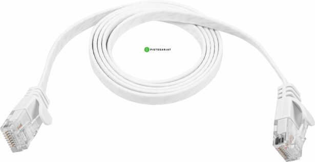 Kytkentäkaapeli Pistesarjat Cat6a U/UTP Latta, valkoinen, eri pituuksia