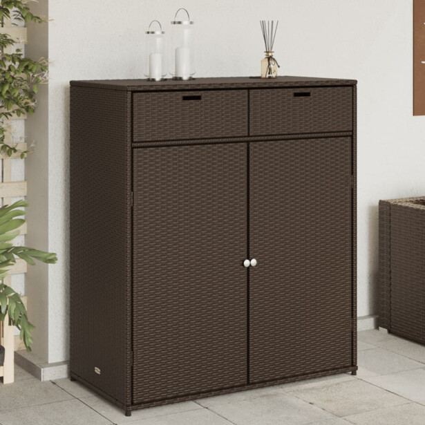 Puutarhan säilytyskaappi ruskea 105x55x113 cm polyrottinki