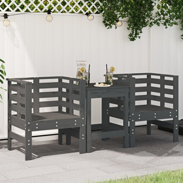 Puutarhatuolit 2 kpl harmaa 61,5x53x71 cm, mänty