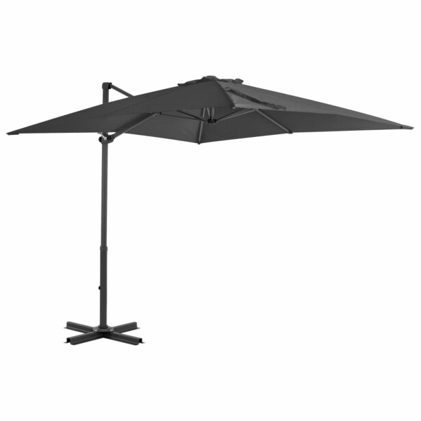 Riippuva aurinkovarjo alumiinipylväällä 250x250 cm antrasiitti