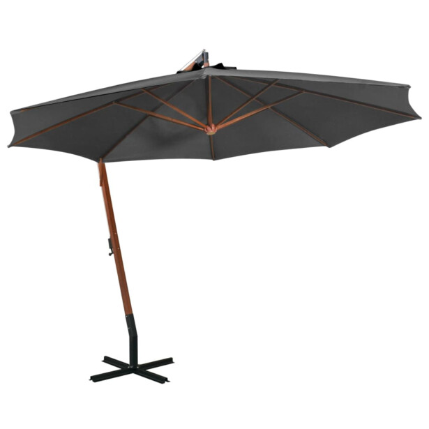 Riippuva päivänvarjo tangolla 3,5x2,9 m kuusi antrasiitti