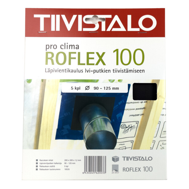 Läpivientikaulus Roflex 100 LVI-putken kaulus 90-125mm putkelle 5kpl/pkt