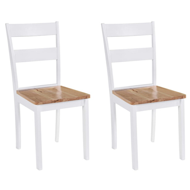 Ruokapöydän tuolit 2 2 kpl kumipuu valkoinen
