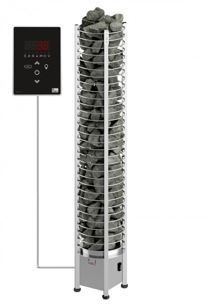 Sähkökiuas SAWO Tower Round Ni2, 4,5kW (3-6m³), erillinen ohjauskeskus