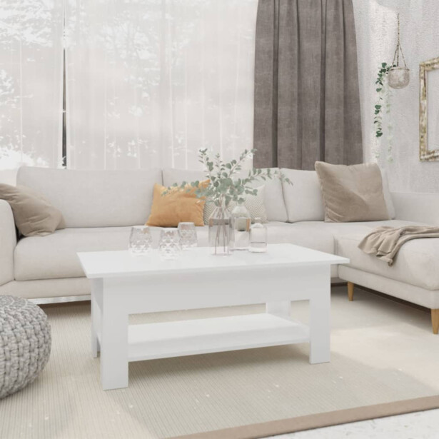 Sohvapöytä 102x55x42 cm lastulevy valkoinen