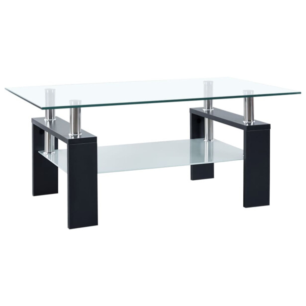 Sohvapöytä ja läpinäkyvä 95x55x40 cm karkaistu lasi musta