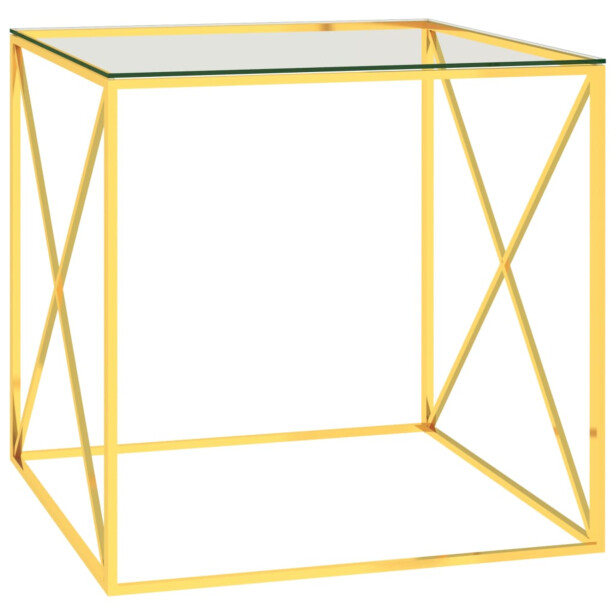 Sohvapöytä kulta 55x55x55 cm ruostumaton teräs ja lasi