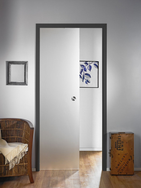 Lasiliukuovi Stella Pocket Door M10, hidastimella, 1025x2040mm, musta karmi