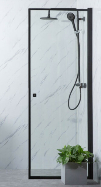 Suihkuovi Bathlife Profil 700x2000mm, kirkas lasi, musta