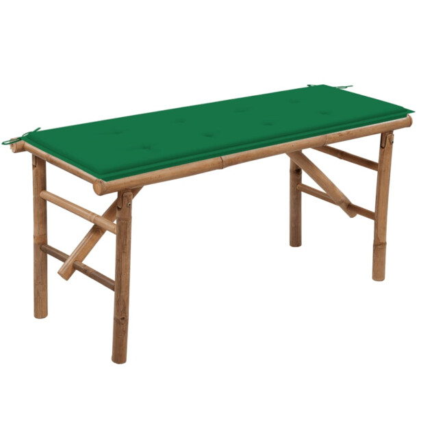 Taitettava puutarhapenkki tyynyllä 118 cm bambua
