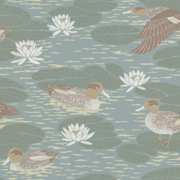 Tapetti Långelid/Von Brömssen Duck pond turkoosi 0.53x10.05m, non-woven