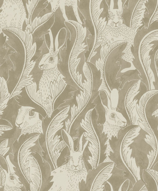 Tapetti Långelid/Von Brömssen Hares in hiding taupe 0.53x10.05m, non-woven