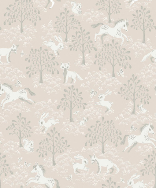 Tapetti Littlephant Fairytale fox vaaleanpunainen 0.53x10.05m, non-woven