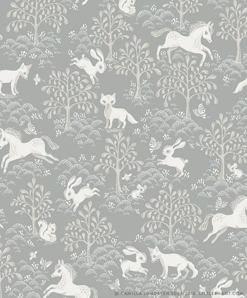 Tapetti Littlephant Fairytale fox vaaleansininen 0.53x10.05m, non-woven