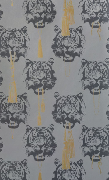 Tapetti Studio Lisa Bengtsson Coco tiger harmaa 0.53x10.05m, non-woven