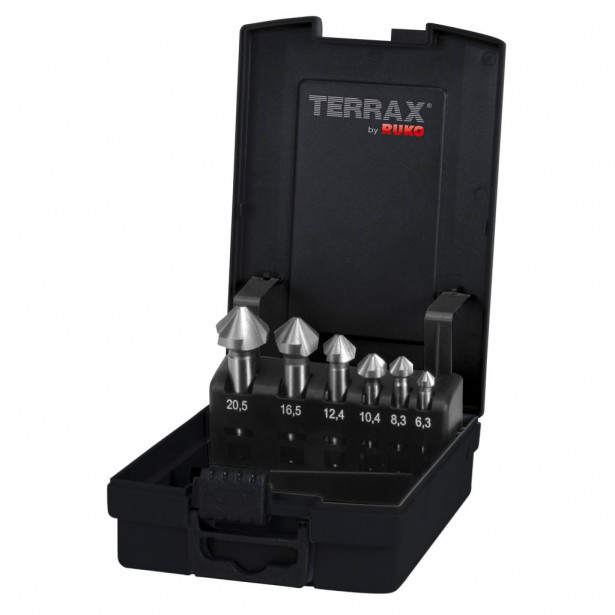 Kärkiupotinsarja Terrax 6.3-20.5mm, C90°, HSS, 6-os. DIN335