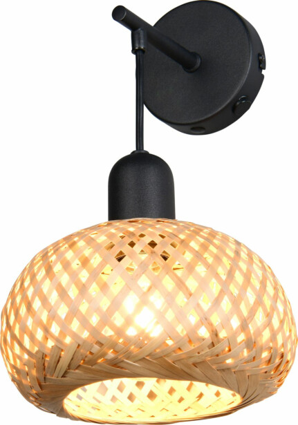 Seinävalaisin Trio Leonie, E27, luonnollinen väri/bambu
