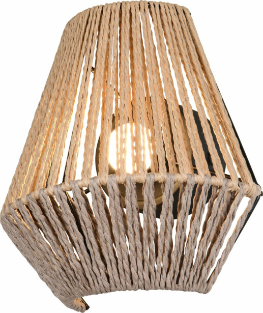 LED-seinävalaisin Trio Lira, ruskea/paperinaru, ladattava