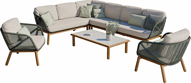 Ulkosohvaryhmä esti & esta Auro, kulmasohva + 2 nojatuolia + 2 pöytää, beige