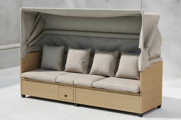 Aurinkotuoli katoksella Venture Home Nopy, beige/polyrottinki