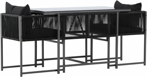 Parvekeryhmä Venture Home Noto, 120x60cm Noto-pöytä + 2 Noto-tuolia, musta