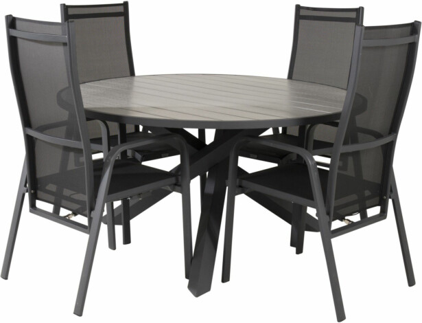Ruokailuryhmä Venture Home, ø140cm Parma-pöytä + 4 Copacabana-tuolia