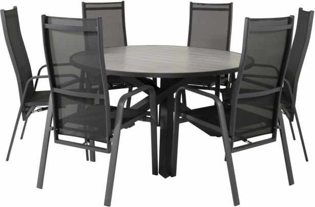 Ruokailuryhmä Venture Home, ø140cm Parma-pöytä + 6 Copacabana-tuolia