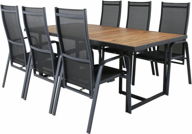 Ruokailuryhmä Venture Home, 200x100cm Khung-pöytä + 6 Copacabana-tuolia
