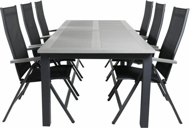 Ruokailuryhmä Venture Home, 224x100cm Albany-pöytä + 6 Albany- tuolia
