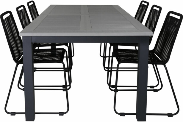 Ruokailuryhmä Venture Home, 224x100cm Albany-pöytä + 6 Lindos-tuolia