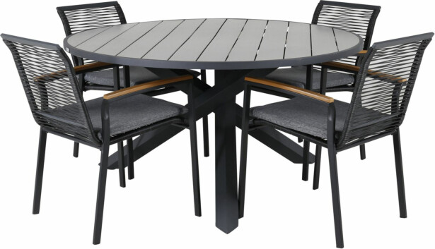 Ruokailuryhmä Venture Home, ø140cm Parma-pöytä + 4 Dallas-tuolia
