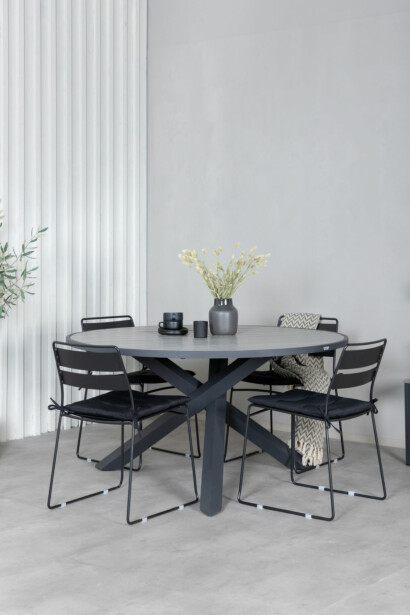 Ruokailuryhmä Venture Home, ø140cm Parma-pöytä + 4 Lina-tuolia