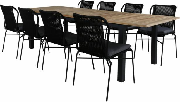 Ruokailuryhmä Venture Home, 220x100cm Panama-pöytä + 8 Julian-tuolia