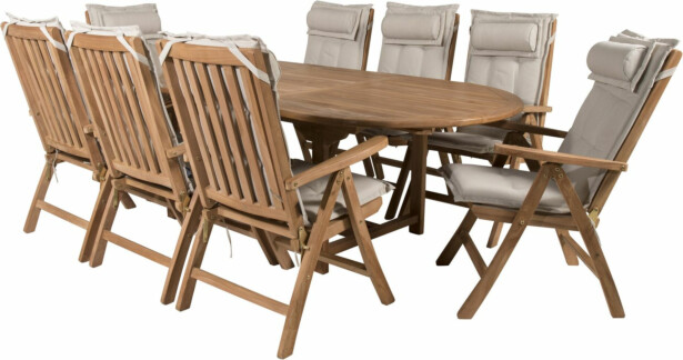 Ruokailuryhmä Venture Home, 180x120cm Kenya-pöytä + 8 Kenya-tuolia