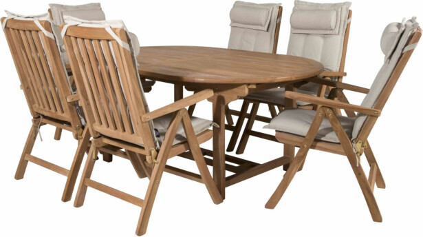 Ruokailuryhmä Venture Home, 180x120cm Kenya-pöytä + 6 Kenya-tuolia