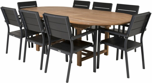 Ruokailuryhmä Venture Home, 180x120cm Kenya-pöytä + 8 Levels-tuolia