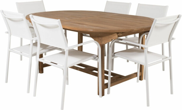 Ruokailuryhmä Venture Home, 180x120cm Kenya-pöytä + 6 Santorini-tuolia