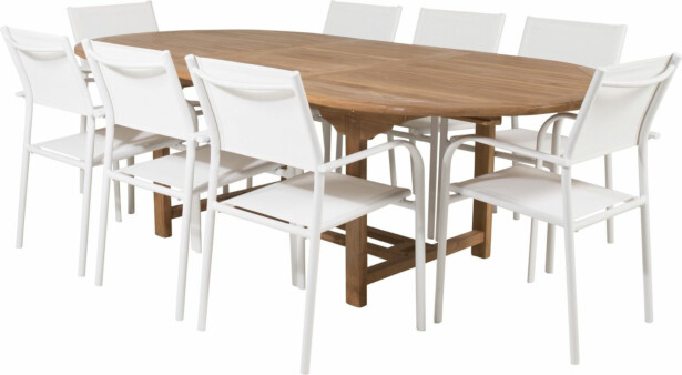 Ruokailuryhmä Venture Home, 180x120cm Kenya-pöytä + 8 Santorini-tuolia