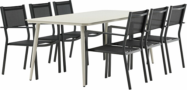 Ruokailuryhmä Venture Home, 200x90cm Lina-pöytä + 6 Copacabana-tuolia